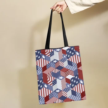 Yikeluo Модный американский флаг, экологичная сумка для покупок для женщин, складная многоразовая сумка-тоут, сумка для ключей, повседневная сумка