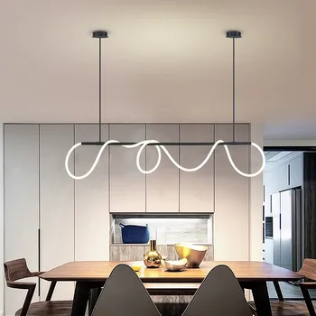 Современный светодиодный подвесной светильник с длинным шлангом, Столовая, гостиная, Золотая потолочная люстра для кухни, домашний декор, Художественная лампа освещения