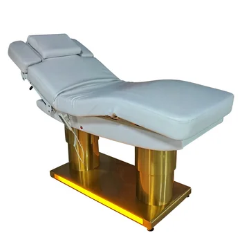 золотая косметическая кровать высшего качества с косметическим массажем, салон черной восковой эпиляции, спа-салон с электрическим подогревом для лица, 3 4 моторных кресла для ресниц