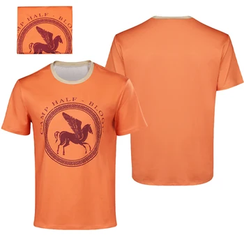 Перси, косплей, костюм Джексона, мужская оранжевая футболка Для мужчин, Рубашки, верхняя одежда, наряды, Маскировочный костюм для ролевых игр на Хэллоуин, Карнавал