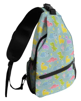 Нагрудные сумки с изображением динозавра и кактуса для женщин, мужские водонепроницаемые сумки-мессенджеры, женская дорожная спортивная сумка через плечо на одно плечо