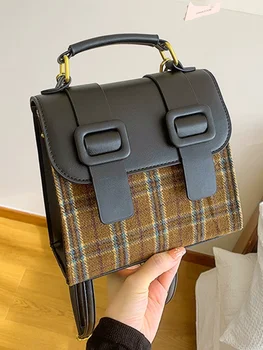 Мини-контрастный рюкзак для женщин, ручная сумка в элегантном стиле, новинка 2023 года, модные дорожные сумки на спине, двойные сумки через плечо