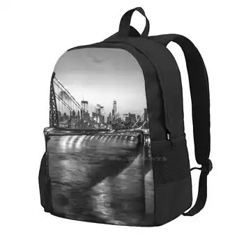 Бруклинский мост, Нью-Йорк, черно-белая школьная сумка для хранения, студенческий рюкзак, Нью-Йорк, Эмпайр Стейт Билдинг, Нью-Йорк