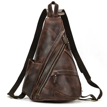 Модный рюкзак из натуральной кожи, кожаная ретро-нагрудная сумка crazy horse, универсальная сумка через плечо из воловьей кожи верхнего слоя