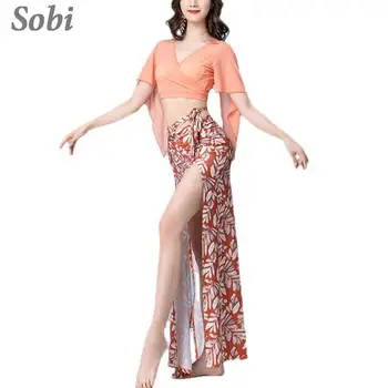 Комплект одежды для танца живота, топ + длинная юбка, современный танцевальный костюм для взрослых, Сексуальный Восточный костюм для танца живота Для женщин