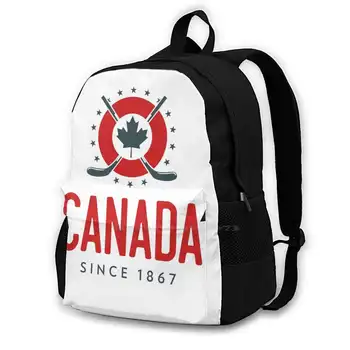 Школьная сумка Канады с 1867 года, рюкзак большой емкости, ноутбук, 15-дюймовые клюшки для хоккея с кленовым листом, канадская команда, Канада, Иди, Канада, играй