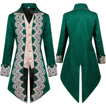 Мужская средневековая куртка в стиле стимпанк, готический викторианский сюртук, униформа для фестивальных выступлений