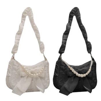 Стильная сумка через плечо Женская сумка с кружевными складками Модная нейлоновая сумка подмышками