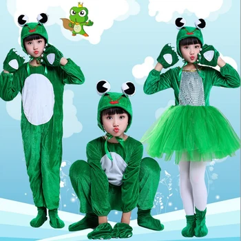 костюм зеленой Лягушки для мальчиков и девочек, Повязка на голову, юбка-пачка, комплект для косплея, Детский танцевальный костюм животного на День рождения, подарок на Хэллоуин