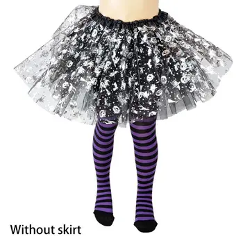 Детские колготки на Хэллоуин для девочек, чулки в полоску с мультяшным скелетом-паутиной, полосатые колготки для косплея, костюм для подледной рыбалки, прямая поставка