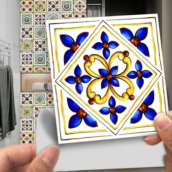 10 шт./компл. Красочная наклейка на стену с цветочной плиткой, переносящая покрытие для кухни, ванной комнаты, водонепроницаемые обои для рабочего стола