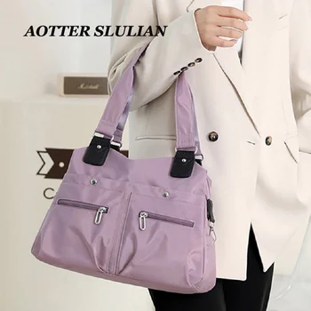 Легкая и повседневная сумка, женская сумка-тоут, женские сумки через плечо большой вместимости, модная ручная нейлоновая сумка-мессенджер