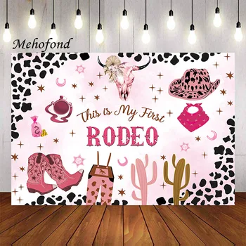 Фон для Фотосъемки Mehofond Western Cactus Cowgirl This is My First Rodeo Child Birthday Party Decor Photo Background Studio