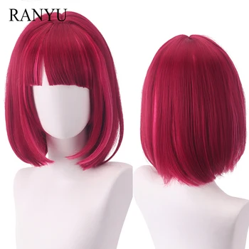 Парики RANYU OSHI NO KO Arima Kana, синтетические короткие Красные прямые парики для аниме-косплея, Термостойкие волосы, парик для вечеринки