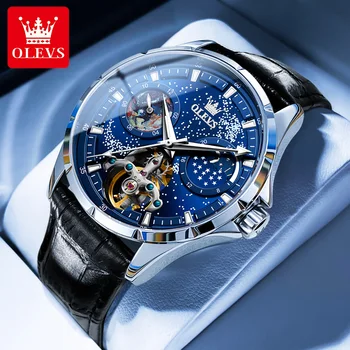 Автоматические механические часы OLEVS, роскошные мужские часы, лидирующий бренд, водонепроницаемые, светящиеся, устойчивые к царапинам Мужские наручные часы 87