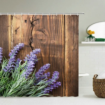 Цветы лаванды шаблон душ шторы водонепроницаемый полиэстер ванна экран для украшения дома ванная комната печатные занавески для душа