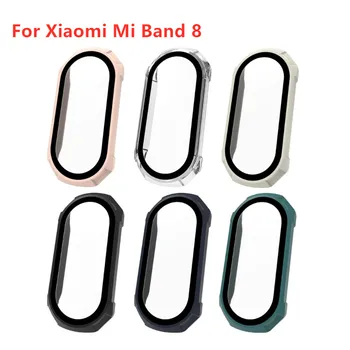 Для Xiaomi Mi Band 8 Чехол для смарт-часов ПК + защитная пленка из закаленного стекла, полное покрытие, бамперные чехлы