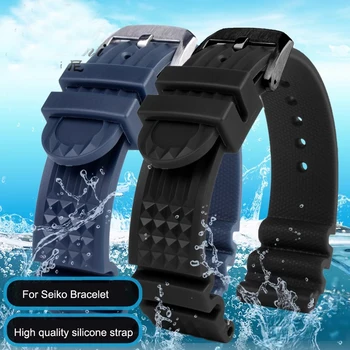 Для Seiko SRP601J1 Water ghost консервированные часы дайвинг 20мм 22мм ремешок Водонепроницаемый браслет мужской силиконовый черный синий спортивный ремешок