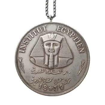Египетский Фараон Монета Кулон Ожерелье Аксессуары Посеребренная Монета Модные Украшения с Цепочкой 2 мм *80 см