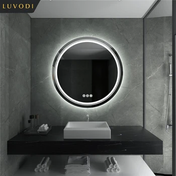 LUVODI Smart Illuminate LED Зеркало для ванной комнаты, Круглое водонепроницаемое зеркало для умывальника, ванной, душа, зеркало без запотевания