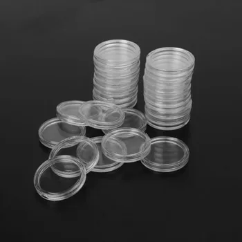 100шт 30 мм Прозрачные Пластиковые Контейнеры для монет-капсул Хозяйственные Принадлежности Круглая Коробка для Хранения Инструменты Для хранения Организаторы