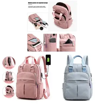 Женский повседневный рюкзак, школьные сумки на молнии, зарядка через USB, большая емкость для путешествий
