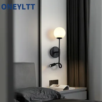 Декоративный стеклянный настенный светильник, круглый силиконовый шланг для поверхностного монтажа, креативный светодиодный настенный светильник у кровати в спальне
