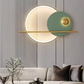 Скандинавский круг настенный светильник диван фоновое украшение цветная лампа дизайнерская прикроватная лампа для гостиной настенное освещение коридора