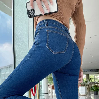 Женские джинсы Y2k, эластичные узкие модные брюки-карандаш, уличная джинсовая женская одежда, винтажные узкие джинсы, стрейчевые джинсовые брюки