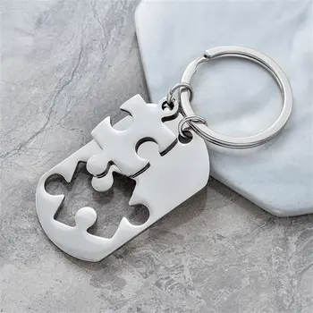 Креативный брелок-головоломка Cat серебристого цвета из нержавеющей стали, брелок для ключей с животными в пару для лучших друзей, ювелирный подарок