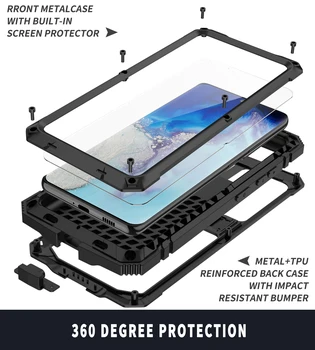 Для Samsung Galaxy S20 S21 Ultra Case Металлический амортизирующий защитный чехол с подставкой Металлическая броня для Galaxy Note 20