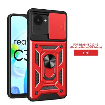 Для Realme C30 4G Slide Camera Бронированный Чехол Для Телефона Realme C55 4G Capa Держатель Магнитного Кольца Realme C35/Realme C33/Realme C21y