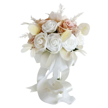Искусственные розы, шелковые цветы, великолепные букеты цветов для свадебной вечеринки, прямая поставка для новобрачных