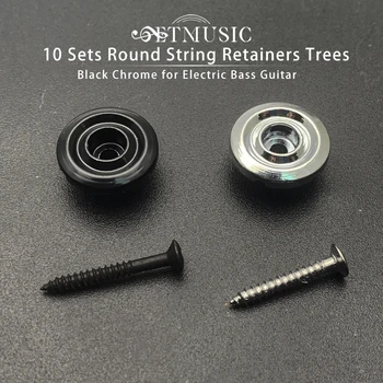 10 комплектов круглых фиксаторов струн для электрической бас-гитары Дерево/Черный-хром на выбор