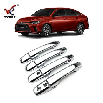 автомобильные аксессуары для Toyota Yaris Ativ/vios 2023, декоративная яркая полоска с гальваническим покрытием на внешней дверной ручке, автомобильные наклейки