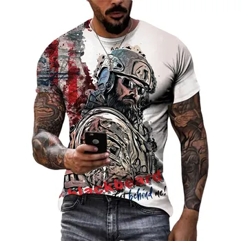 Летние футболки с рисунком в стиле ретро в стиле милитари с графическим рисунком для мужчин, модный стиль, крутой парень, винтажная крутая футболка с круглым вырезом и коротким рукавом, топ