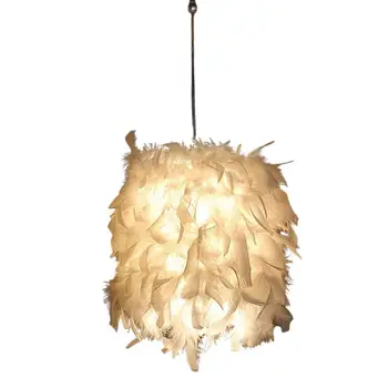 Современный подвесной потолочный светильник в скандинавском стиле, крышка люстры из перьев, легкий абажур из перьев для комнаты девочек, спальни, гостиной