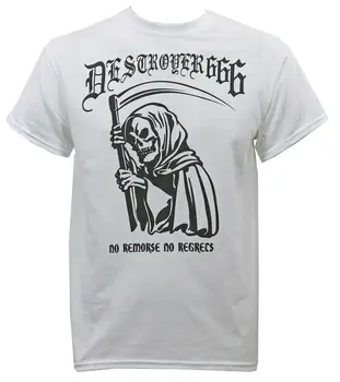 Аутентичная футболка DESTROYER 666 Band No Remorse No Regrets Белая S-2XL с новыми длинными рукавами