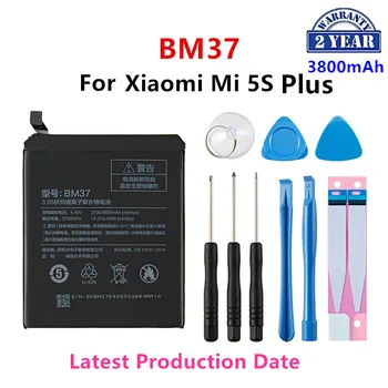 100% Оригинальный Аккумулятор BM37 3800 мАч Для Xiaomi Mi 5S Plus MI5S Plus BM37 Высококачественные Сменные Батареи Для Телефона + Инструменты