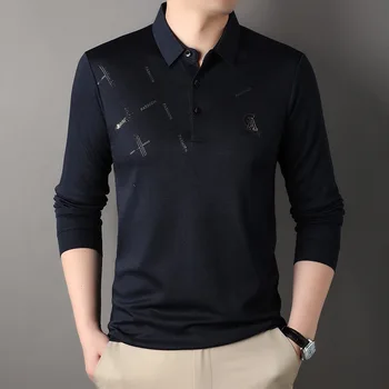 Новая мужская футболка с длинными рукавами, весенне-осенняя тонкая рубашка, осенний топ-поло