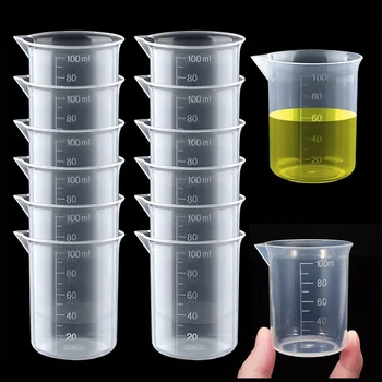 мерный стаканчик объемом 100 мл, прозрачные весы, пластиковый мерный стаканчик, лабораторный химический мерный стаканчик без ручки, кухонные принадлежности для бара