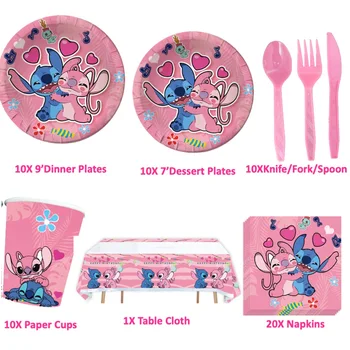 81 шт. розовые декоративные тарелки с вышивкой Лило, салфетки для чашек на День рождения, для школы, колледжа, для душа ребенка, для свадьбы, для вечеринки по случаю Дня рождения