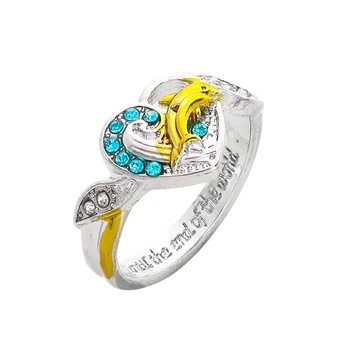 Элегантное Красивое Сапфировое кольцо с сердцем дельфина для женщин Модное Обручальное кольцо Любовь Навсегда Пара Обруч на палец Ювелирный подарок