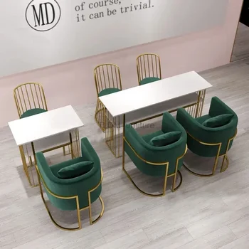 Nordic Одинарные и двойные маникюрные столы Для салона красоты Маленькие профессиональные маникюрные столы Простой двойной маникюрный стол и набор стульев