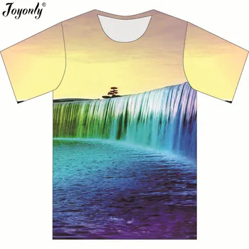 Joyonly 2018 Летняя детская 3D футболка с рисунком водопада и красочного дерева, футболки Galaxy для мальчиков и девочек, топы на возраст от 4 до 20 лет