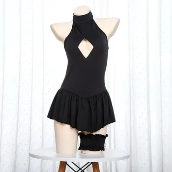 Платье с ажурным вырезом из японского аниме My King Cos Купальник для вечеринки у бассейна, черное платье с открытой спиной, форма для купальников, косплей