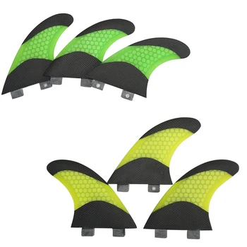 Желтый/Зеленый С черным UPSURF FCS Quilhas M /L Honeycomb Плавник Для доски для серфинга 3 шт./компл. Двойные Выступы Из Стекловолокна Для серфинга Performance Core