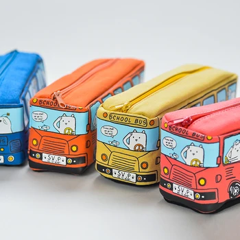 Холщовый пенал для автобусов, художественная сумка для канцелярских принадлежностей, Корейский милый минималистичный лесной стиль, большая емкость, Канцелярские принадлежности для детей и студентов
