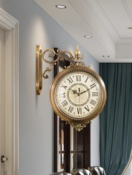 Ретро-двусторонние часы в американском и европейском стиле, двусторонние часы, наручные и бытовые часы, современные, простые и атмосферные