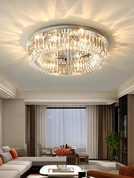Современные круглые хрустальные подвесные светильники для потолка лобби роскошного отеля Домашняя спальня Гостиная Светодиодный потолочный светильник